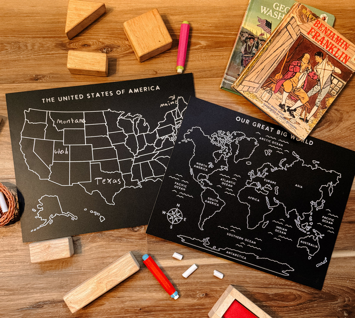 USA and World Map Labeled