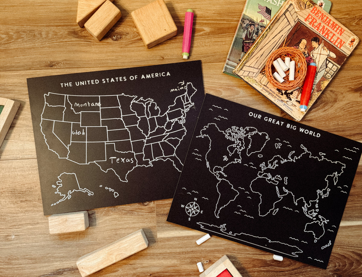 USA and World Map Unlabeled