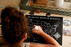 Unlabeled United States Map Trace-n-Erase Chalkboard® (Black)