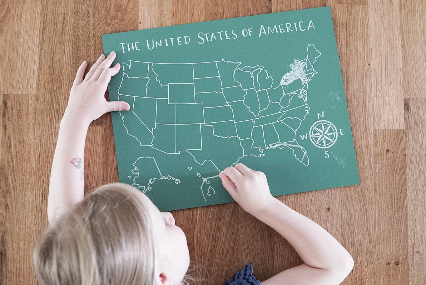 Unlabeled United States Map Trace-n-Erase Chalkboard® (Green)