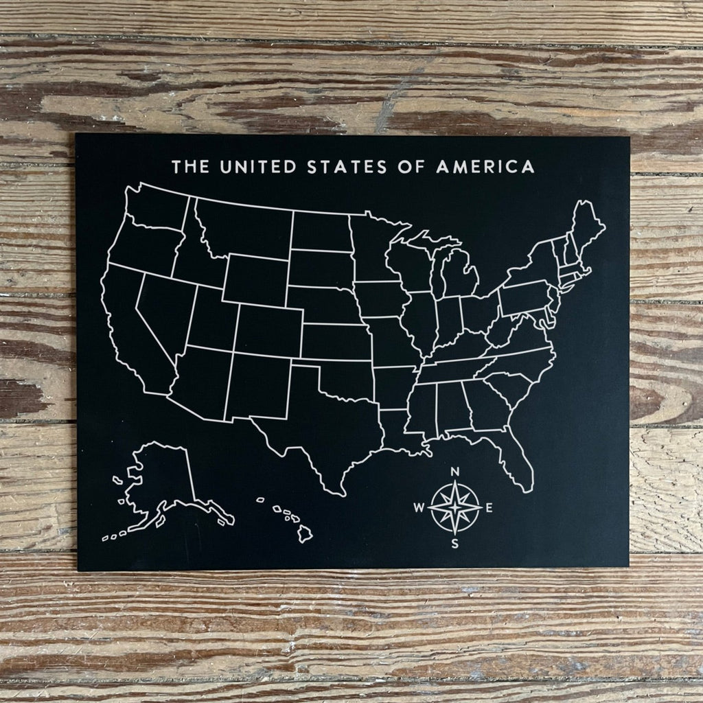 Unlabeled United States Map Trace-n-Erase Chalkboard® (Black)