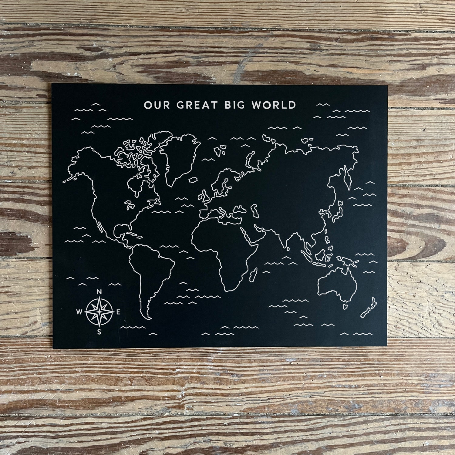 Unlabled World Map Trace-n-Erase Chalkboard® (Black)