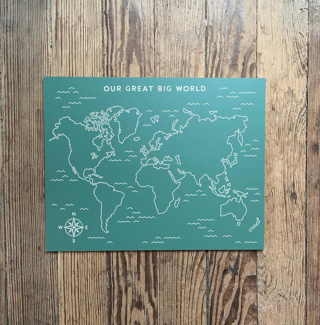 Unlabeled World Map Trace-n-Erase Chalkboard® (Green)