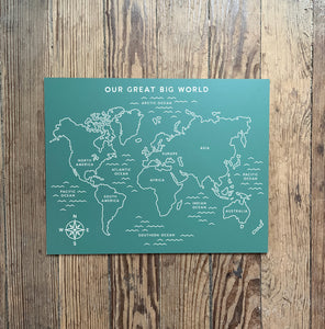 World Map Trace-n-Erase Chalkboard® (Green)